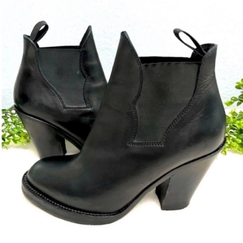 Acne Studios Women's Black Leather High Heel Chelsea Boot Size 37 - Picture 2 of 12